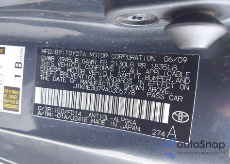 2010 Scion Tc z USA, uszkodzony, nr VIN JTKDE3B79A0305778